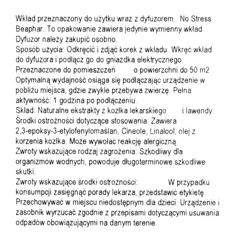 BEAPHAR No Stress - wkład do aromatyzera behawioralnego dla kotów - 30ml