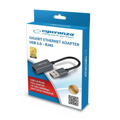 ESPERANZA GIGABIT ETHERNET 1000 MBPS ADAPTER USB 3.0-RJ45 ENA101