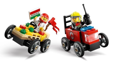 LEGO CITY 60458 Zestaw wyścigówek: pizza kontra wóz strażacki