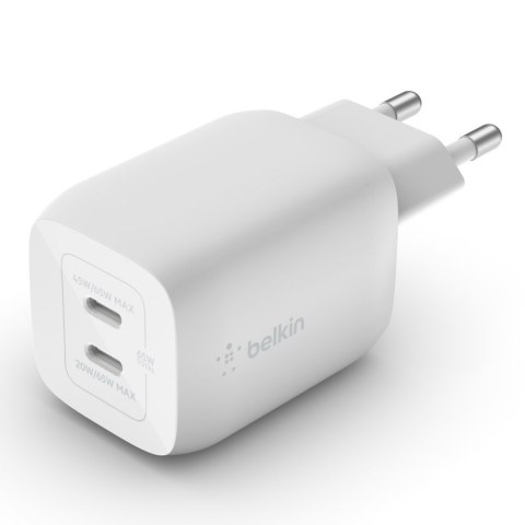 Ładowarka Belkin BoostCharge Pro Dual USB-C PD 3.0 PPS GaN Wall Charger 65W White