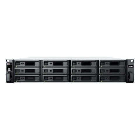 NAS Synology RS2423+; 2U RACK; 12x (3.5" SATA HDD/2.5" SATA SSD); AMD Ryzen V1780B, 8 GB DDR4 ECC UDIMM (max. 32GB), 2x 1GbE RJ-