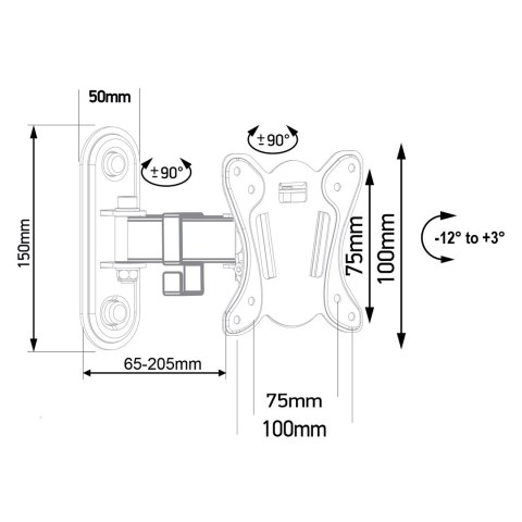 MACLEAN UCHWYT DO TELEWIZORA LUB MONITORA MAX. VESA 100X100, 13-32", 30KG, CZARNY MC-416