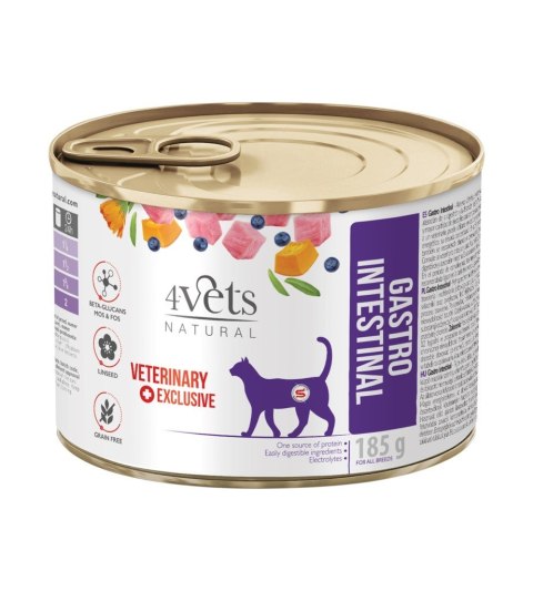 4VETS Natural Gastro Intestinal Cat - mokra karma dla kota - 185 g