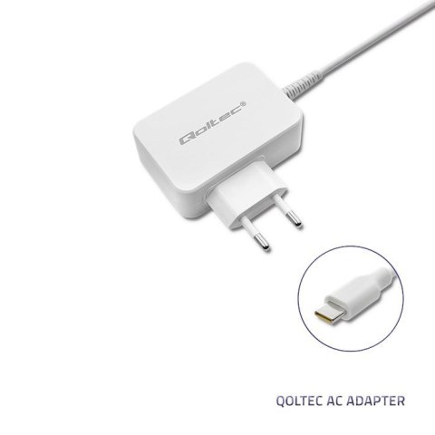 QOLTEC ZASILACZ SIECIOWY 65W | 5-20.3V | 2-3.25A | USB TYP C | PD | BIAŁY