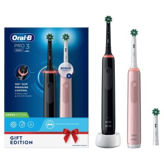 Oral-B Pro 3 3900N Gift Edition Dorosły Obrotowo-pulsacyjna szczoteczka do zębów Czarny, Różowy