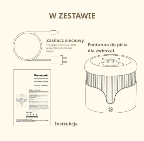 Poidło fontannowe dla zwierząt Panasonic CP-JNW01CW, białe