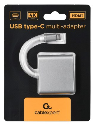 GEMBIRD GEMBIRD MULTI ADAPTER USB TYP-C (M) -> USB TYP-C; USB 3.0; HDMI SREBRNY