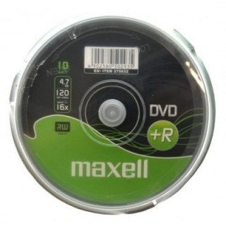 MAXELL Płyta DVD+R 4,7 GB, Prędkość zapisu 16X, 10 szt. w opakowaniu SPINDEL, najlepsze do archiwizacji