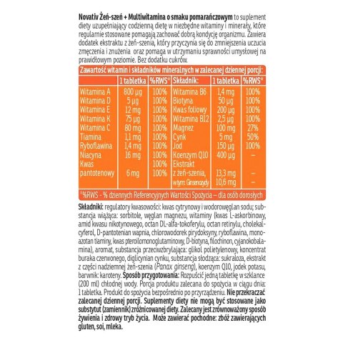 Novativ Żeń-szeń + Multiwitamina 20tabl. musujących