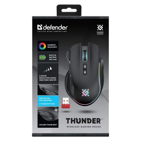 DEFENDER MYSZ GM-213 THUNDER RF 1600dpi 8P CZARNA