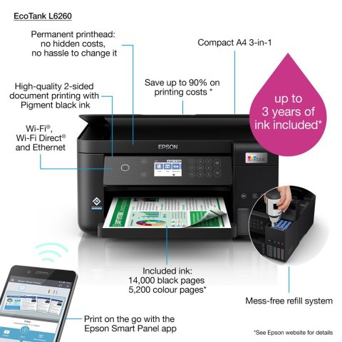 Urządzenie wielofunkcyjne 3w1 Epson EcoTank L6260