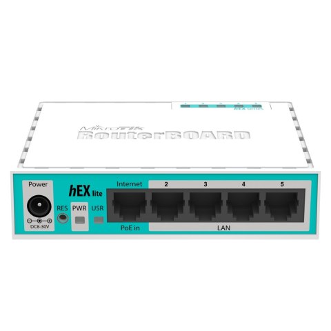 Router Mikrotik hEX lite (RB750r2) Total Ethernet  Ports:5; Architecture:MIPSBE; CPU core:1