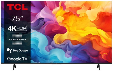 Telewizor TCL 75P655 LED 75" 4K Ultra HD Google TV Dolby Audio DVB-T2 Czarny