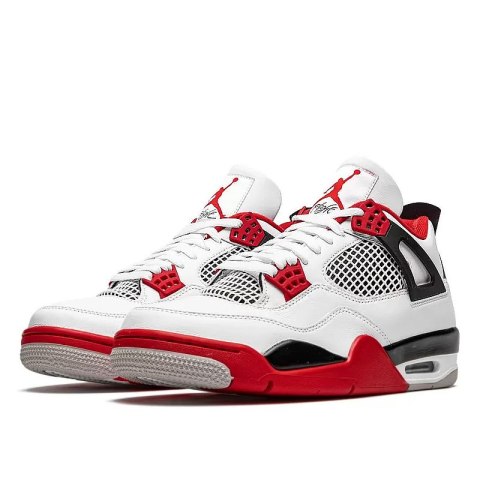 Buty NIKE Air Jordan 4 Retro Fire Red - Białe DC7770-160