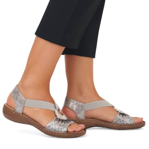 Komfortowe sandały Rieker W RKR673 metallic