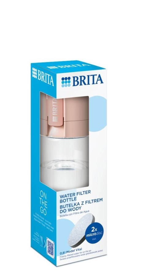 Butelka filtrująca Brita Vital pastelowa brzoskwinia 2 dyski