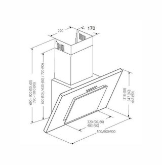 Okap AKPO WK-4 NERO 2.0 60 BIAŁY T300 Liniowy LED/Siłownik