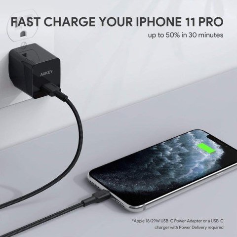 AUKEY CB-CL03 NYLONOWY KABEL USB C-LIGHTNING 2M PD