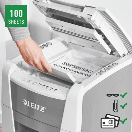 Leitz Niszczarka IQ AutoFeed 100, P4, 100 kartek, 34 l kosz