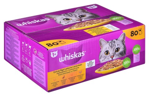 WHISKAS Drobiowa uczta w galaretce - mokra karma dla kota - 80x85 g